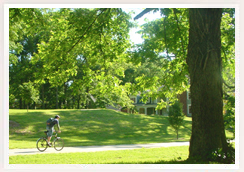 Riding a bike through Inman Park Atlanta